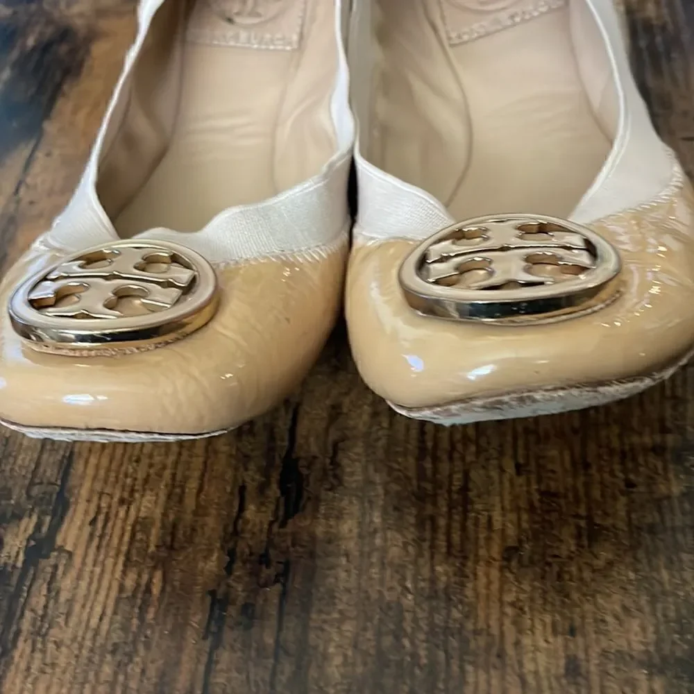Tory Burch Nude Patent Caroline Ballet Flats Size 5